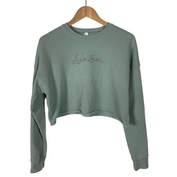 Lake Bum Crop Top Sweatshirt Size Medium - Picture 1 of 4